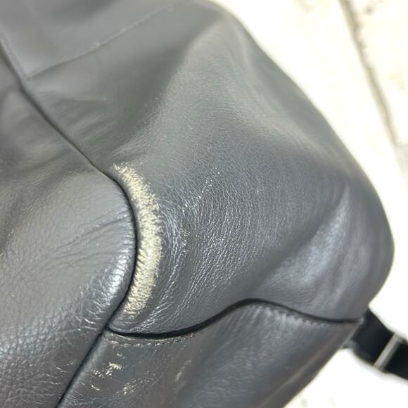 Coach Charles Gray Blue Striped Leather Backpack Men’s Designer Bag - Picture 9 of 10